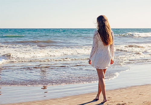 Woman on the beach during summer
